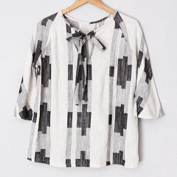 Ace & Jig Beatrice Blouse Top Mural Size M Reversible Cotton Lagenlook Rare $260 - Picture 3 of 16